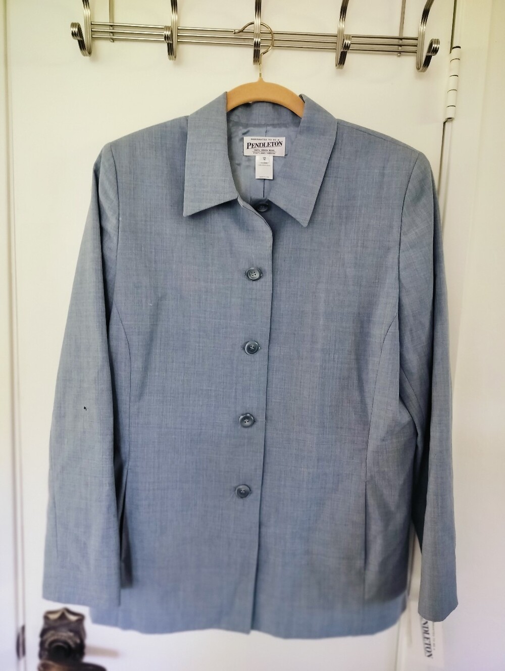 Deadstock Vintage Pendleton 100% Virgin Wool Blazer Light Blue 12 Made in USA